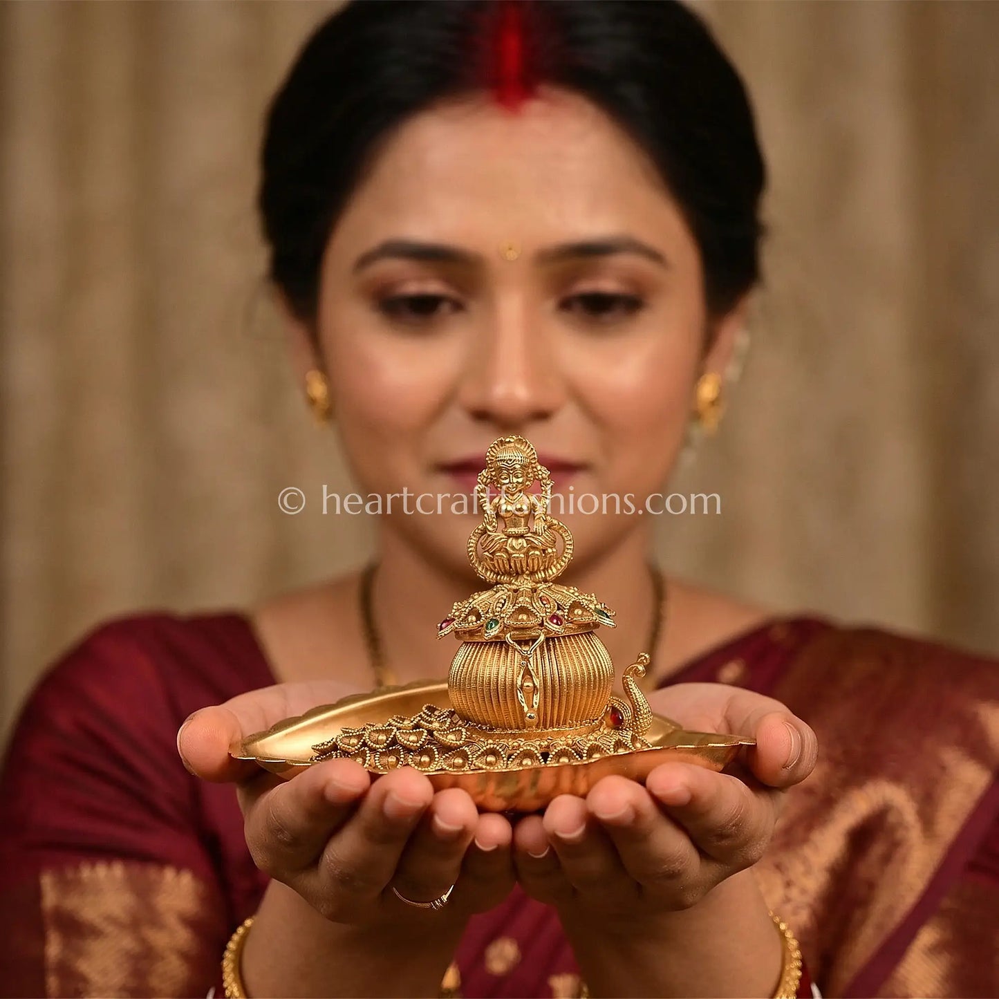 Lakshmi Kalash Heritage Sindoor Box (With Tray)
