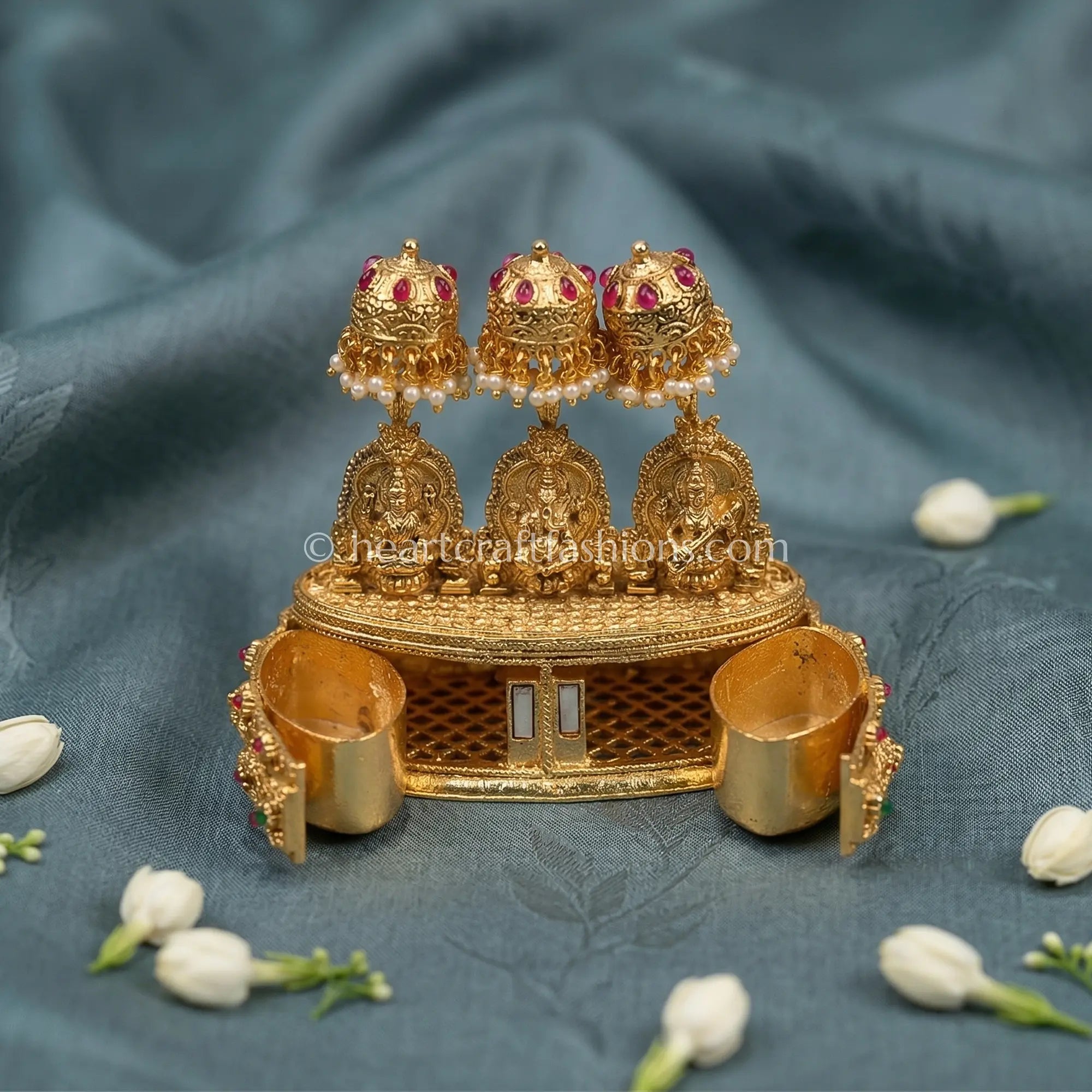 Lakshmi Saraswati Ganesha Sindoor Box (Jhumka Top)