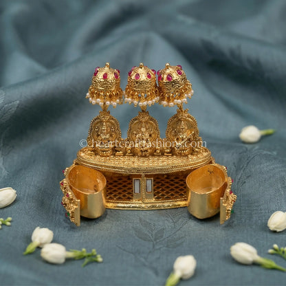 Lakshmi Saraswati Ganesha Sindoor Box (Jhumka Top)