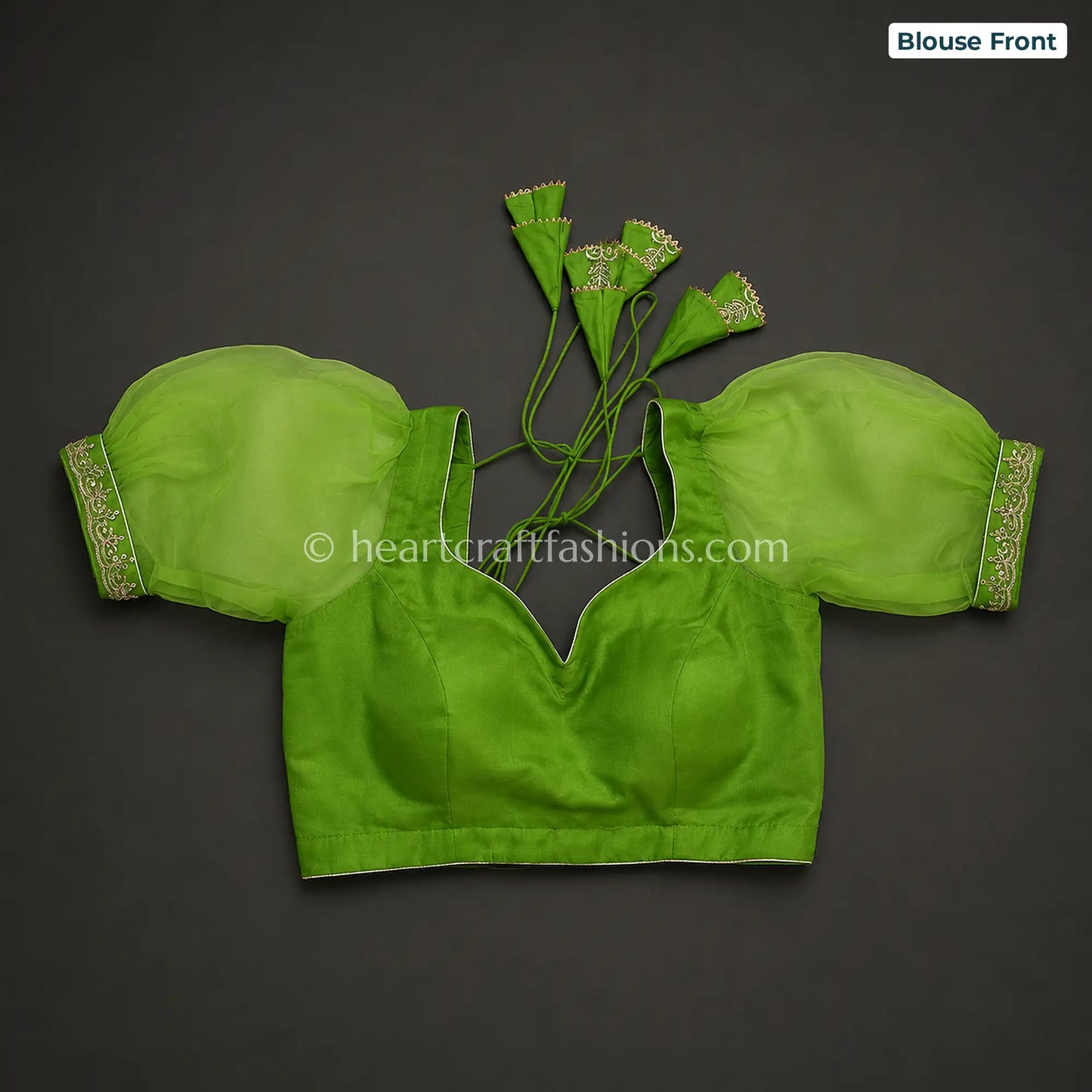 Lime Zest Ombre Kora Silk Pita Handwork Saree