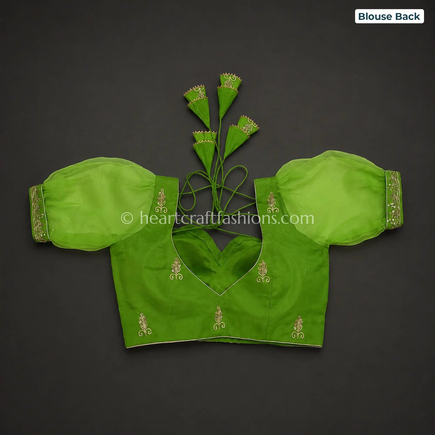 Lime Zest Ombre Kora Silk Pita Handwork Saree
