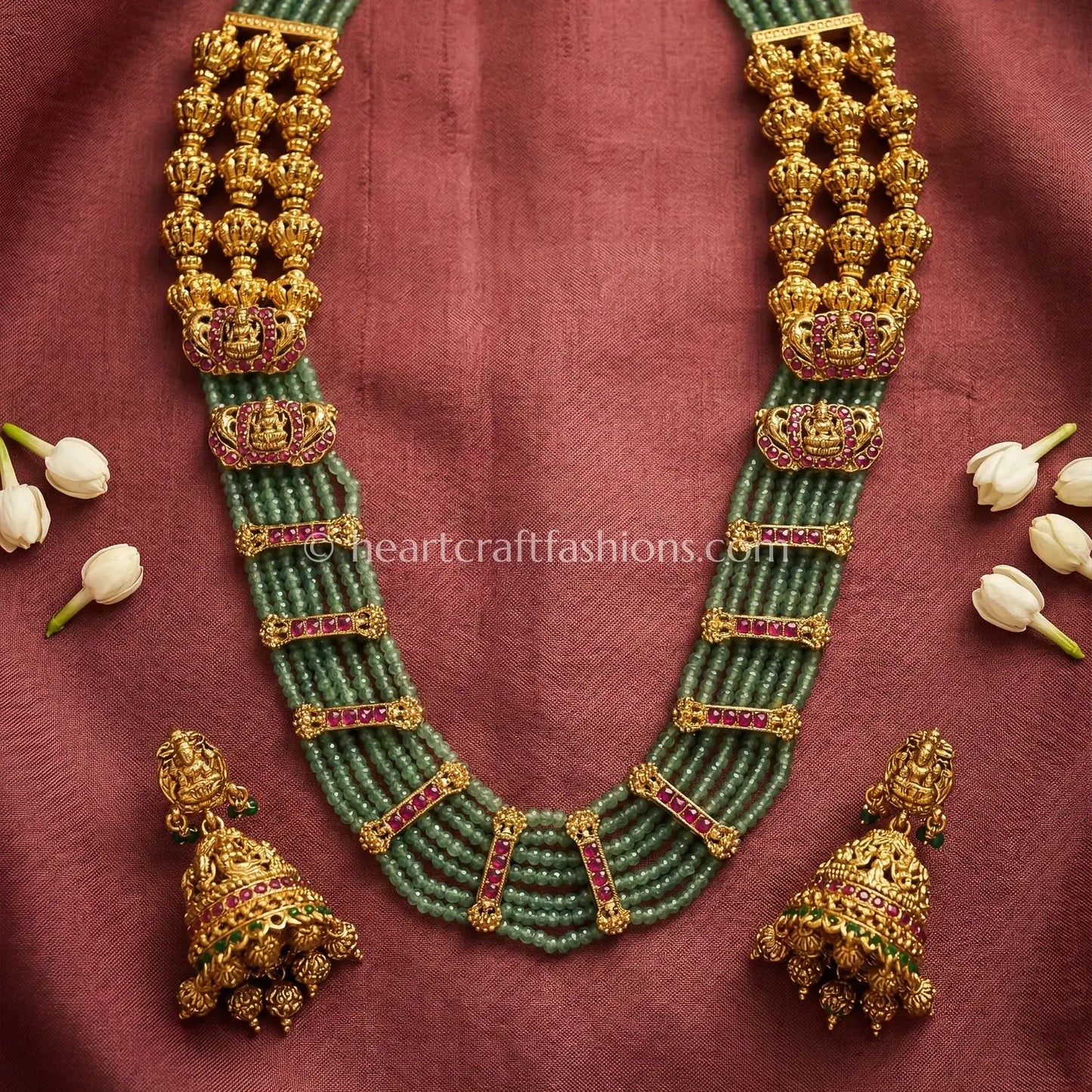Maharani Emerald Bead Necklace Set