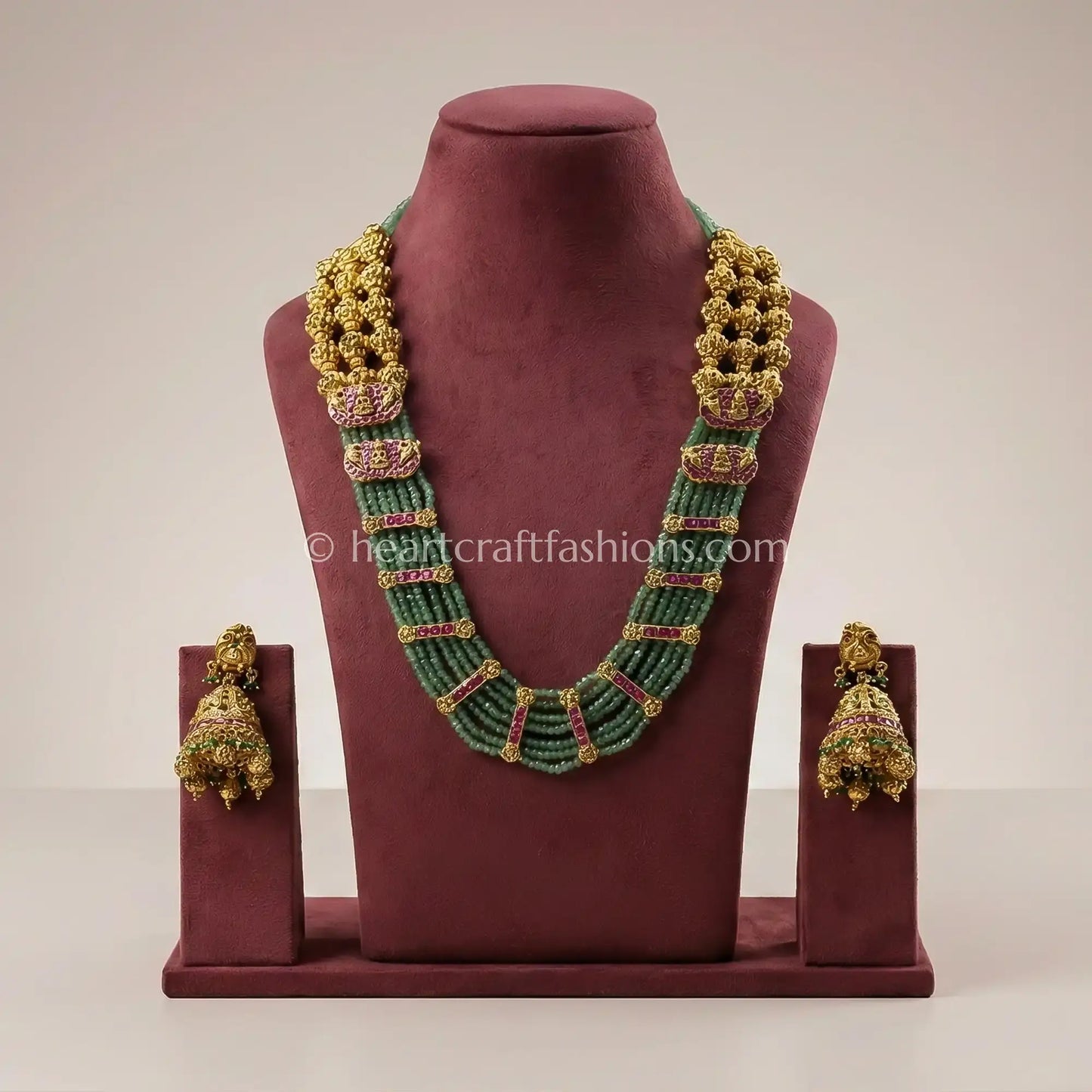 Maharani Emerald Bead Necklace Set