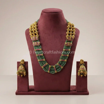 Maharani Emerald Bead Necklace Set