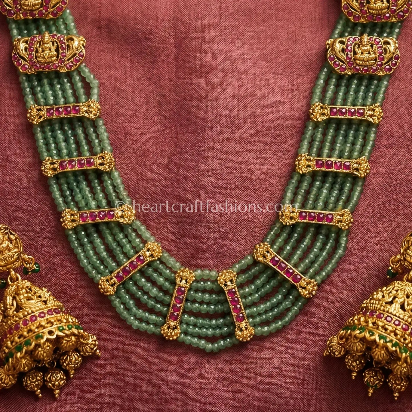 Maharani Emerald Bead Necklace Set