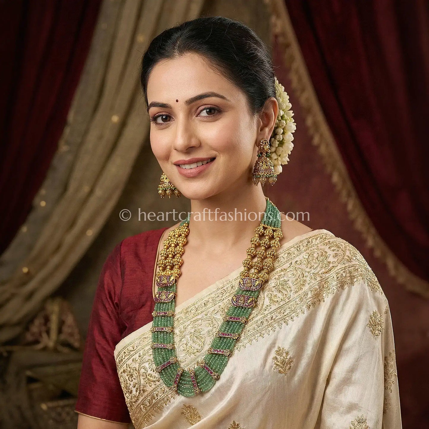Maharani Emerald Bead Necklace Set