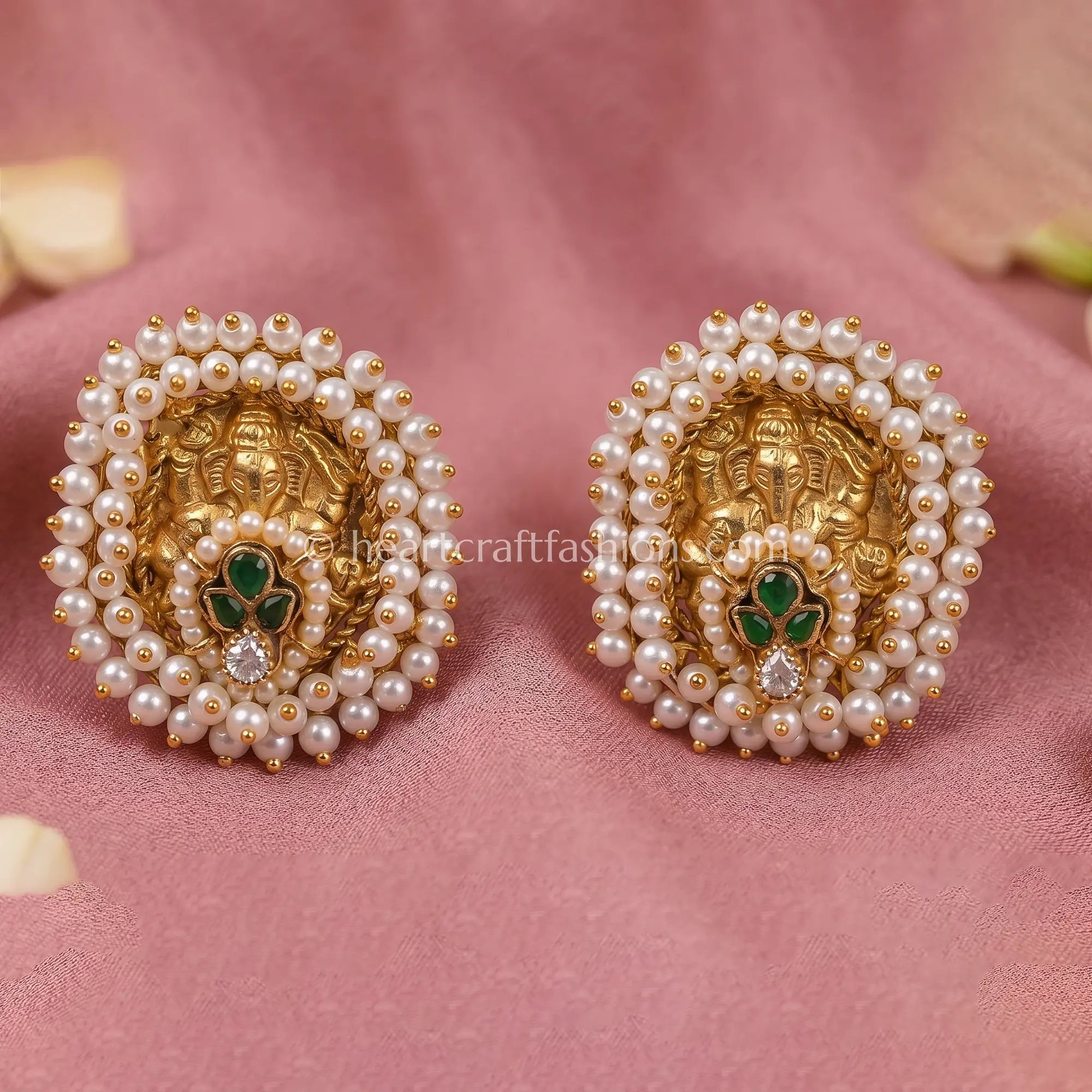 Maharani Emerald Heritage Pachi Studs