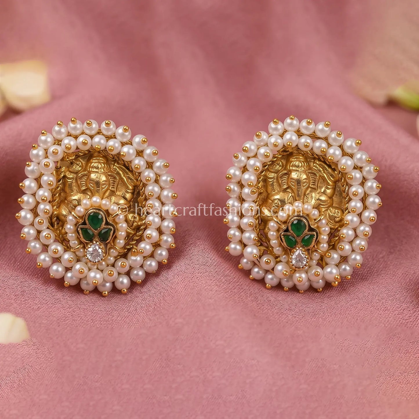 Maharani Emerald Heritage Pachi Studs