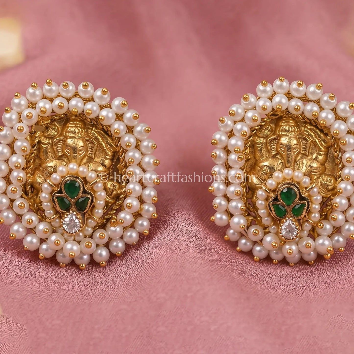 Maharani Emerald Heritage Pachi Studs