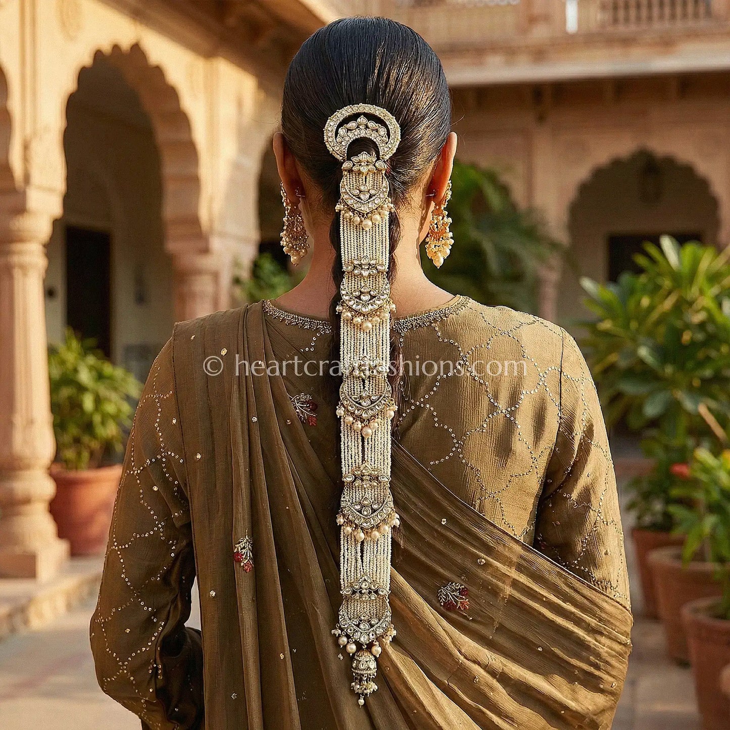 Maharani Pearl Kundan Bridal Hair Choti