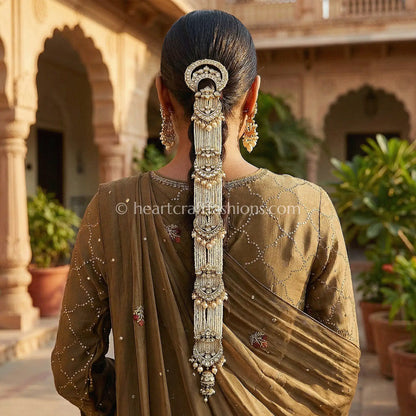 Maharani Pearl Kundan Bridal Hair Choti