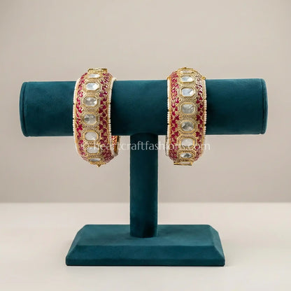 Maharani Ruby Sunheri Kundan Bangles