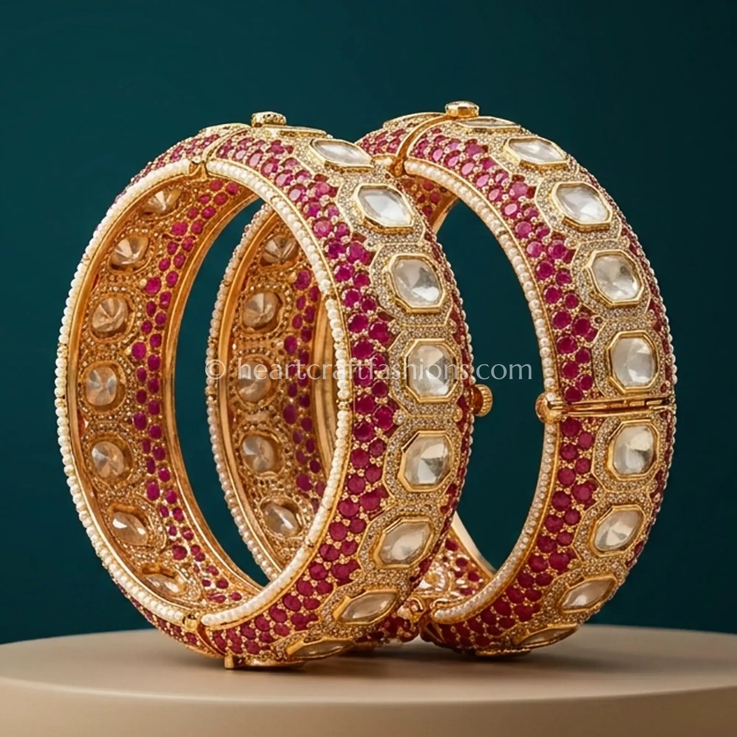 Maharani Ruby Sunheri Kundan Bangles