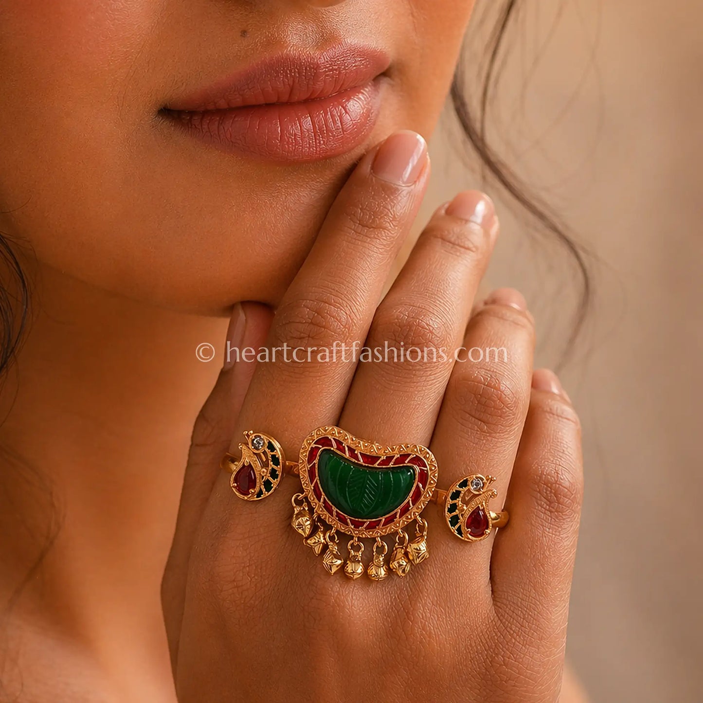 Marakata Carved Stone Amrapali Ring