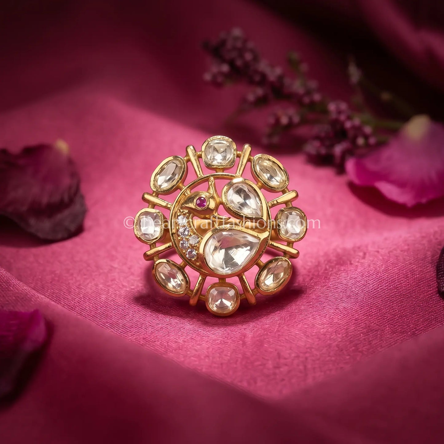 Mayur Chakra Moissanite Polki Ring