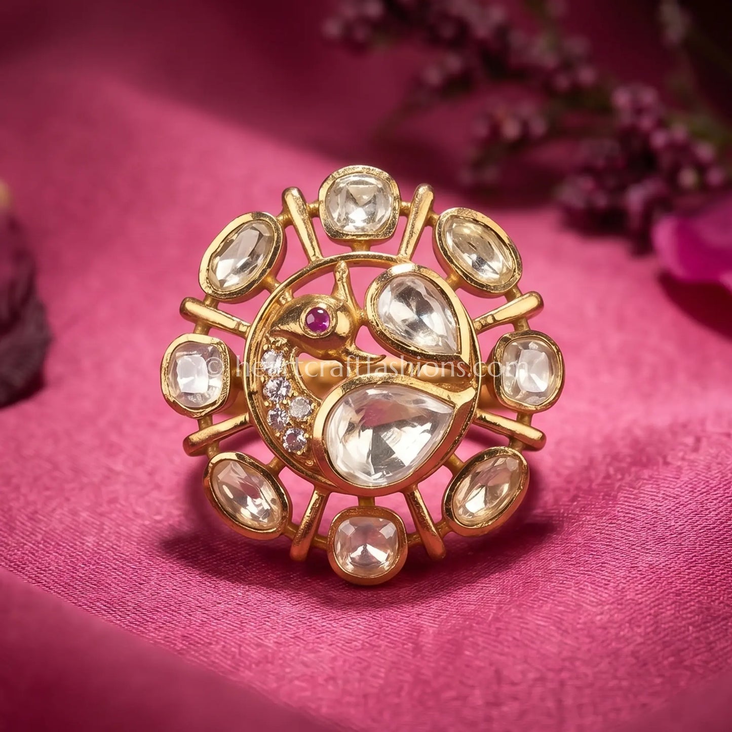 Mayur Chakra Moissanite Polki Ring