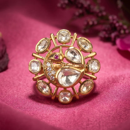 Mayur Chakra Moissanite Polki Ring