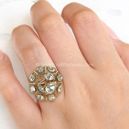 Mayur Chakra Moissanite Polki Ring