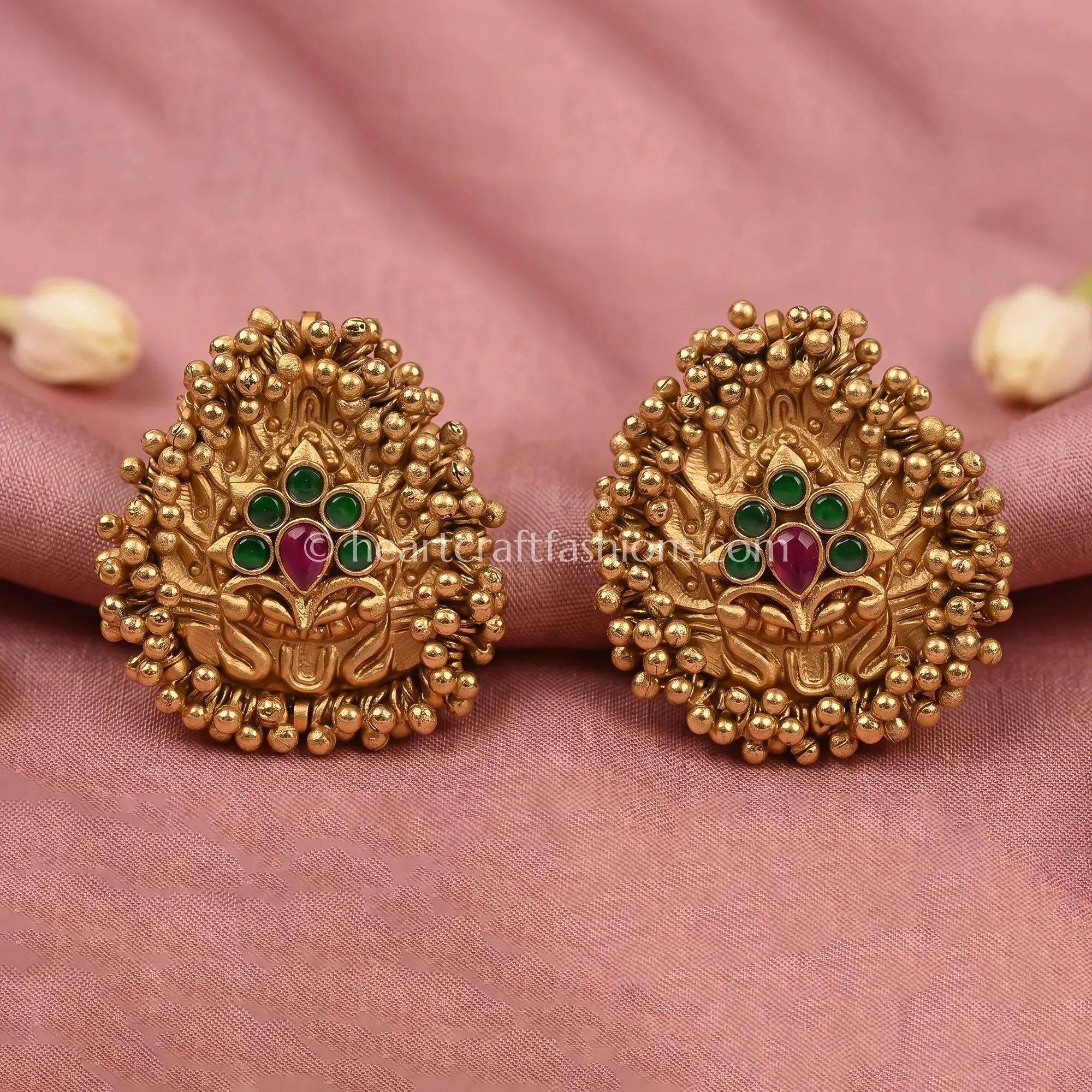 Mayurika Temple Peacock Stud Earrings