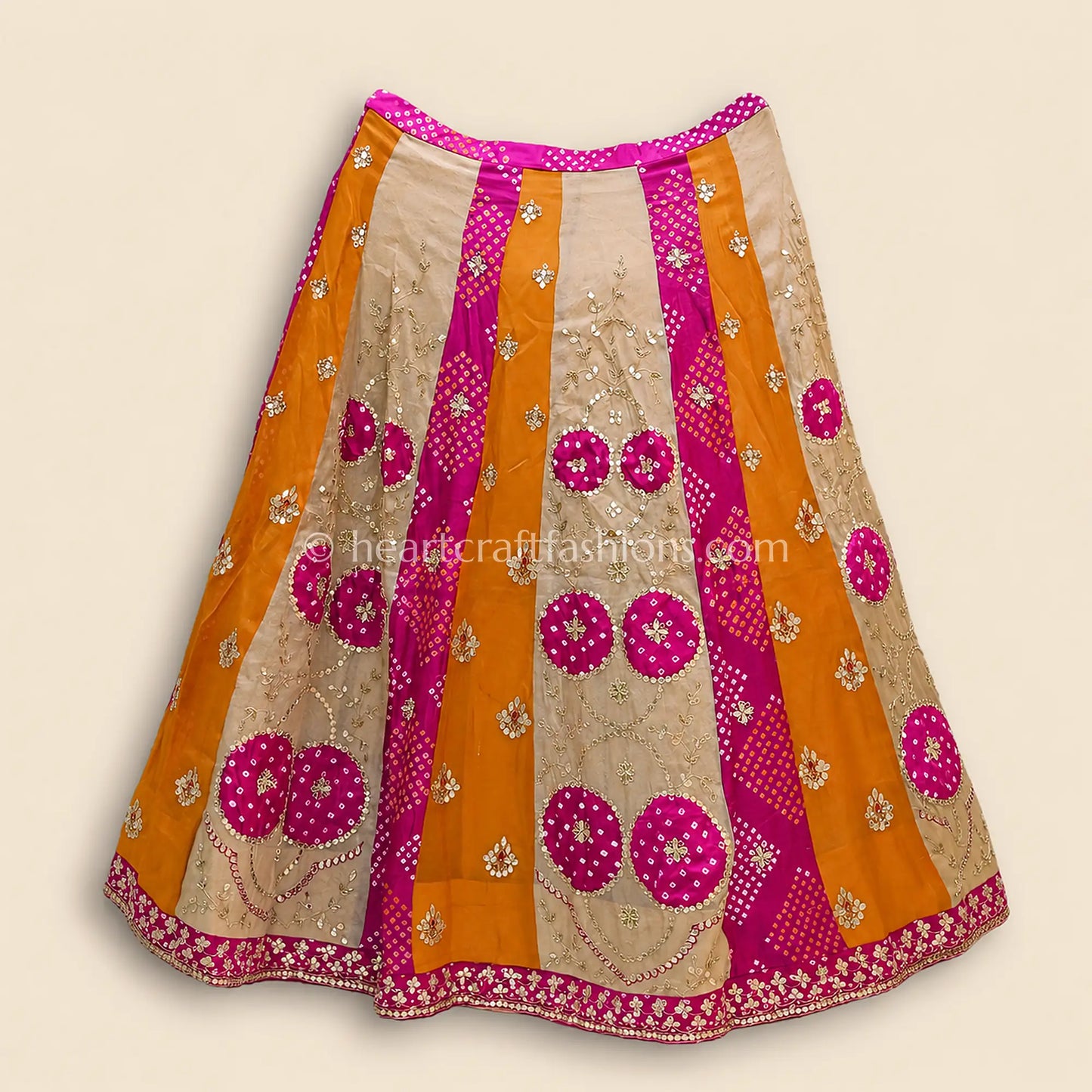 Meera Multi-Color Kali Style Designer Bandhej Lehenga