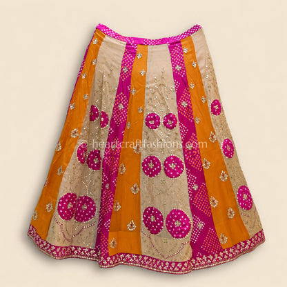 Meera Multi-Color Kali Style Designer Bandhej Lehenga