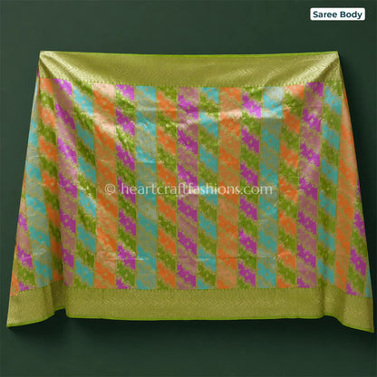 Mehndi Green Pastel Rangkart Pure Katan Banarasi Saree