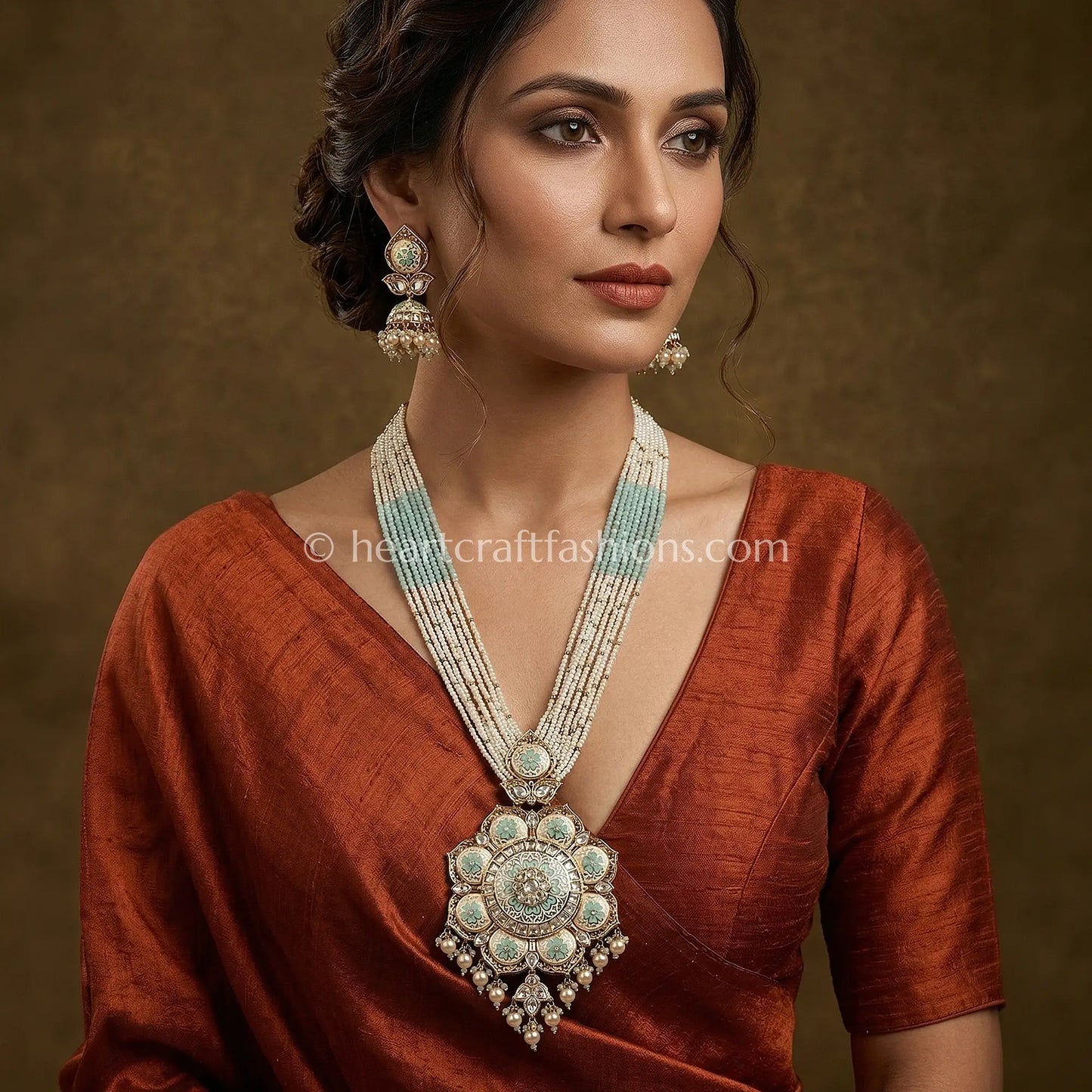 Mehrang Sunehri Kundan Meenakari Rani Haar Set