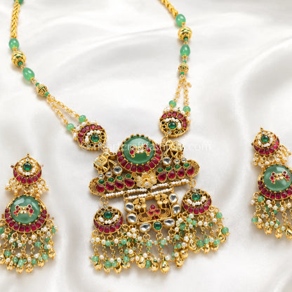 Mehreen Green Heritage Pachi Kundan Rani Haar Set
