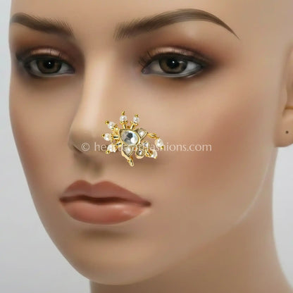 Mini Polki Pearl Stud Nath