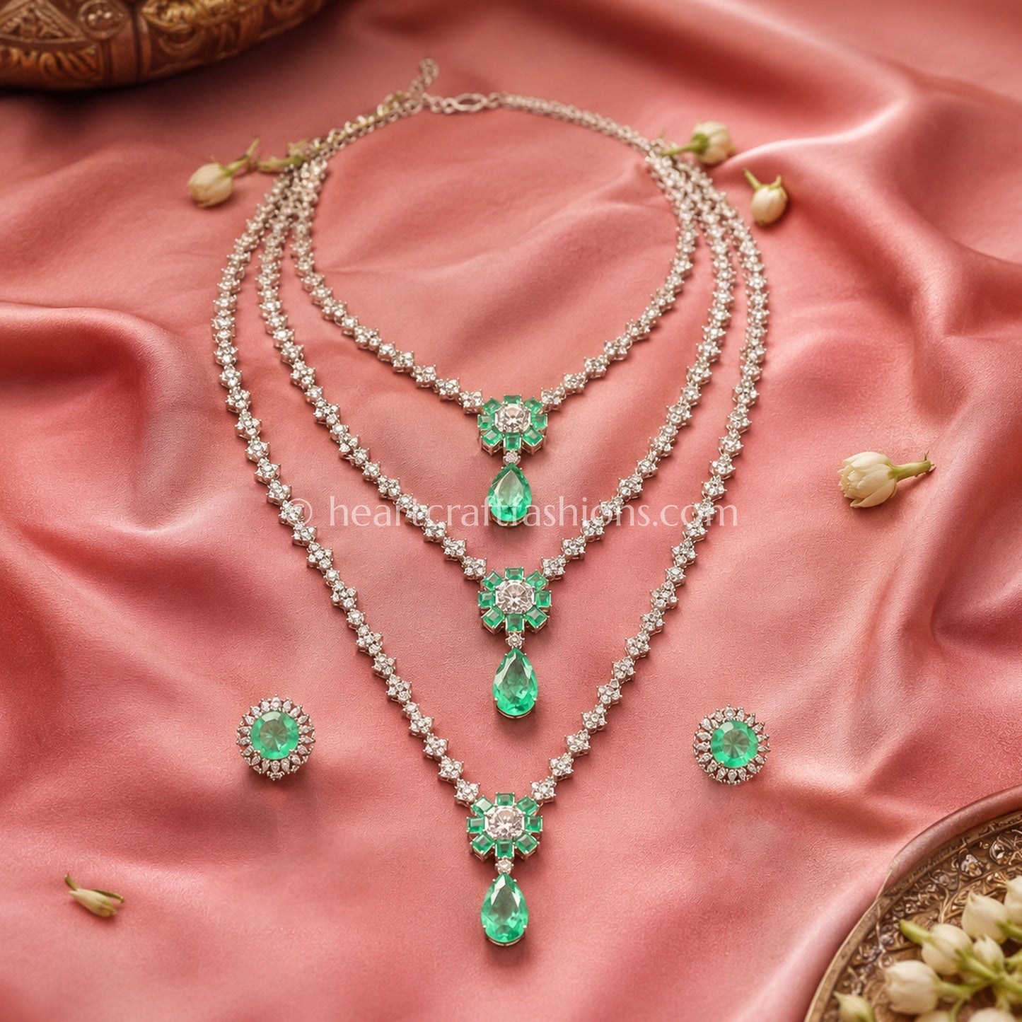 Mint Emerald 3-Tier Step Zircon Set