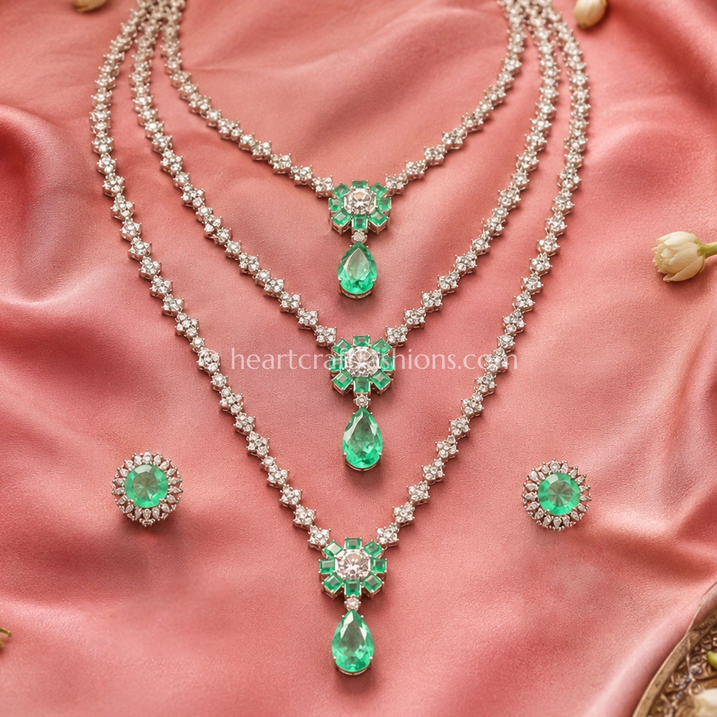 Mint Emerald 3-Tier Step Zircon Set