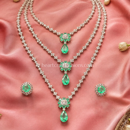 Mint Emerald 3-Tier Step Zircon Set