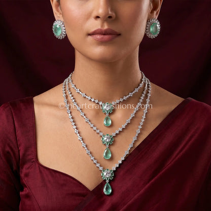 Mint Emerald 3-Tier Step Zircon Set