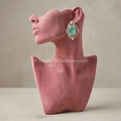 Mint Green Doublet Halo Stud Earrings