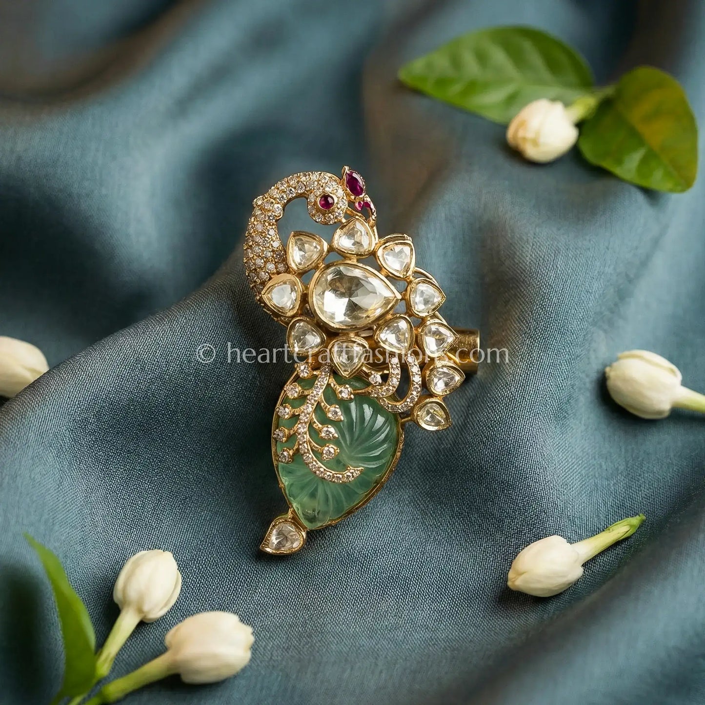 Mint Green Kundan Floral Designer Brooch