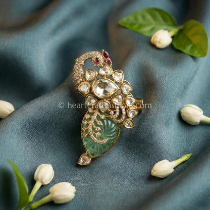 Mint Green Kundan Floral Designer Brooch