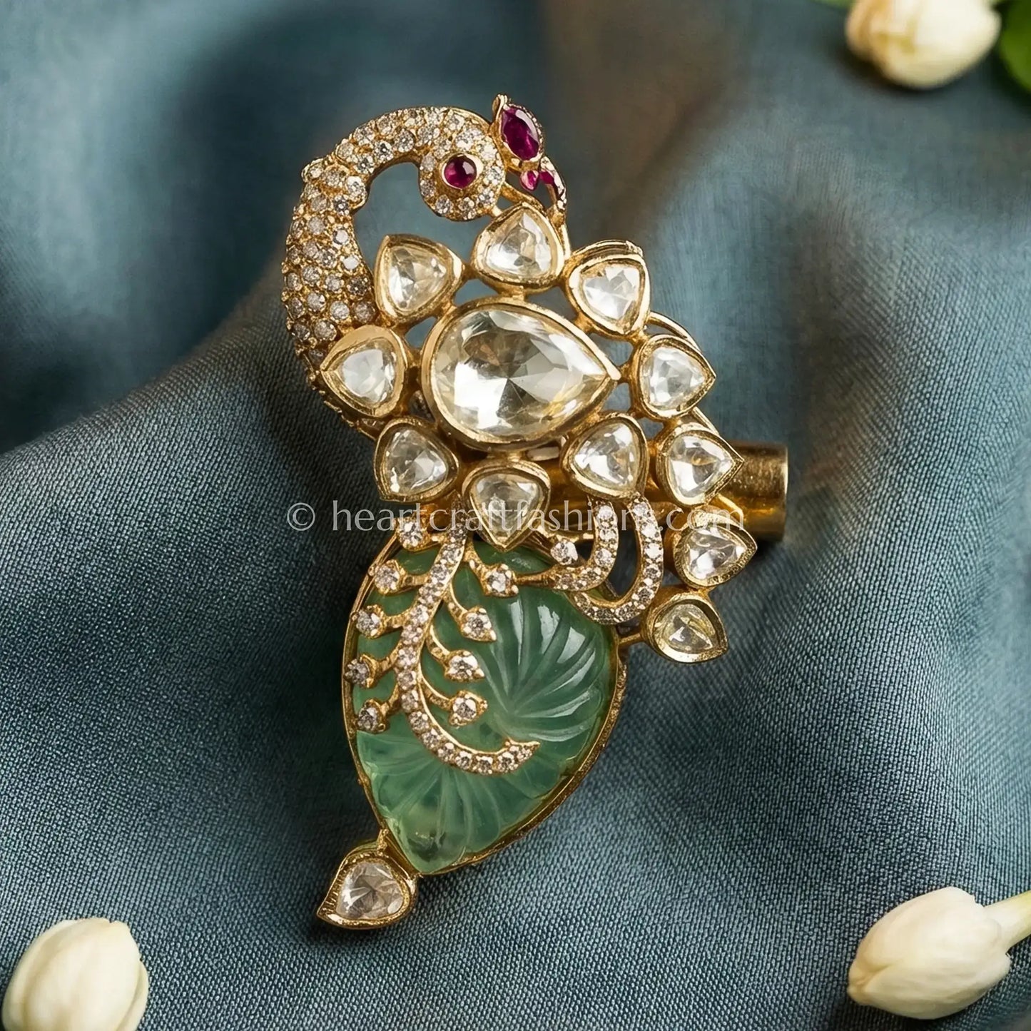 Mint Green Kundan Floral Designer Brooch