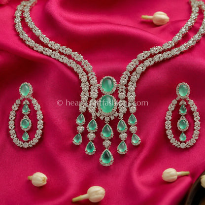 Mint Green Waterfall Y-Necklace Set
