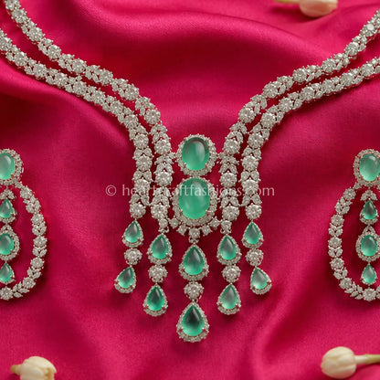 Mint Green Waterfall Y-Necklace Set