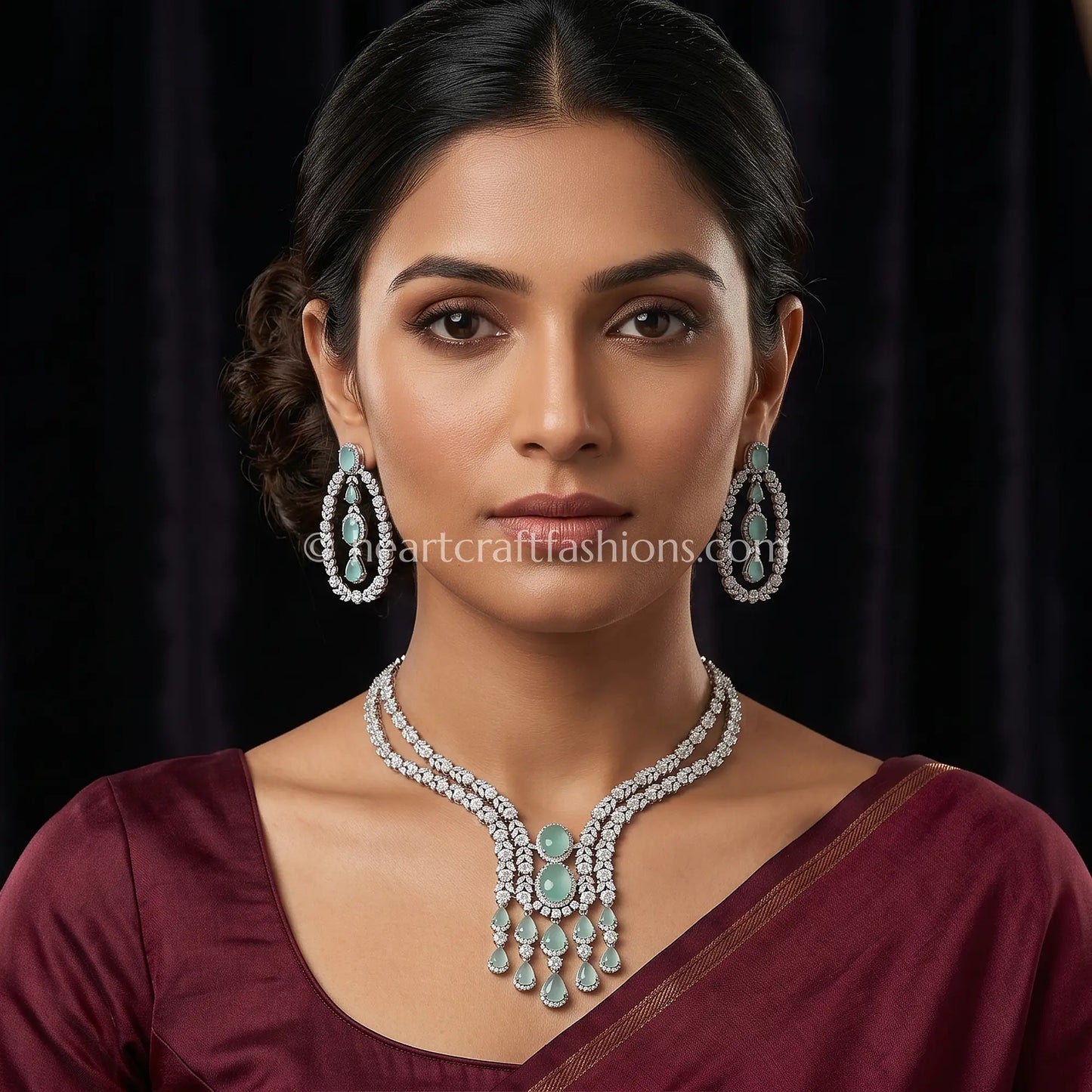 Mint Green Waterfall Y-Necklace Set