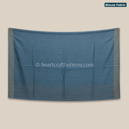 Misty Greyish Blue Half Tusser Half Silk Saree