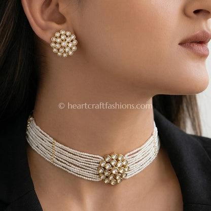 Moissanite Polki Phool choker set