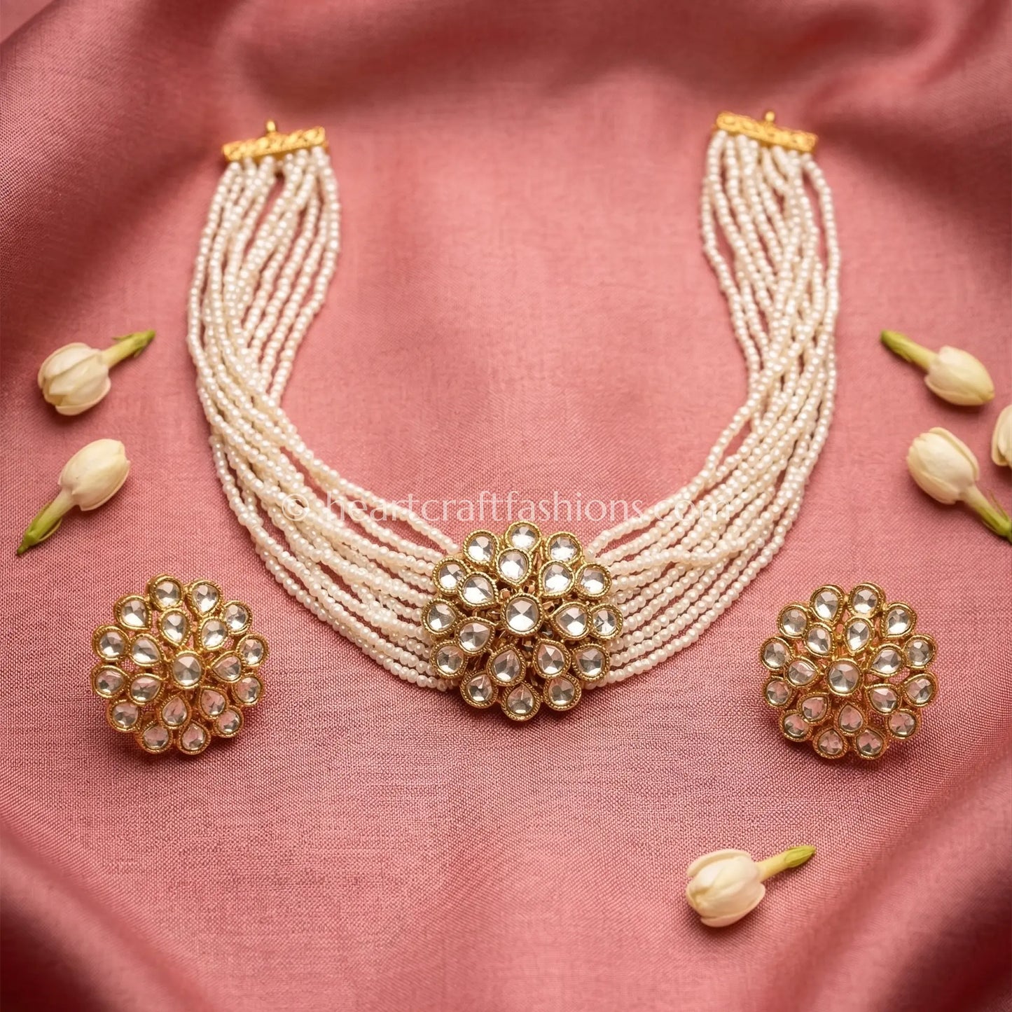 Moissanite Polki Phool choker set