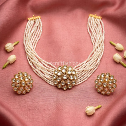 Moissanite Polki Phool choker set