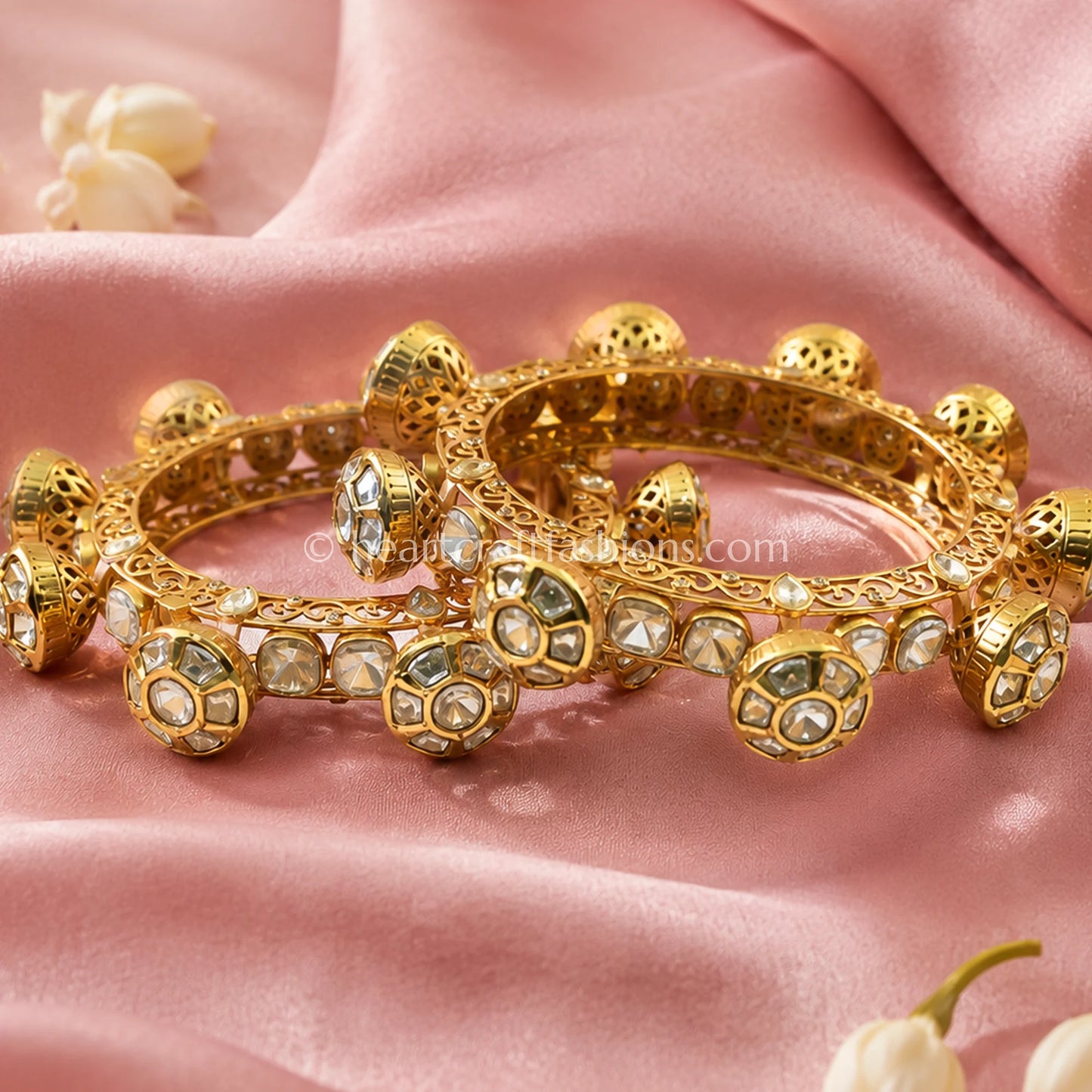 Moissanite Polki Pacheli Kada Set