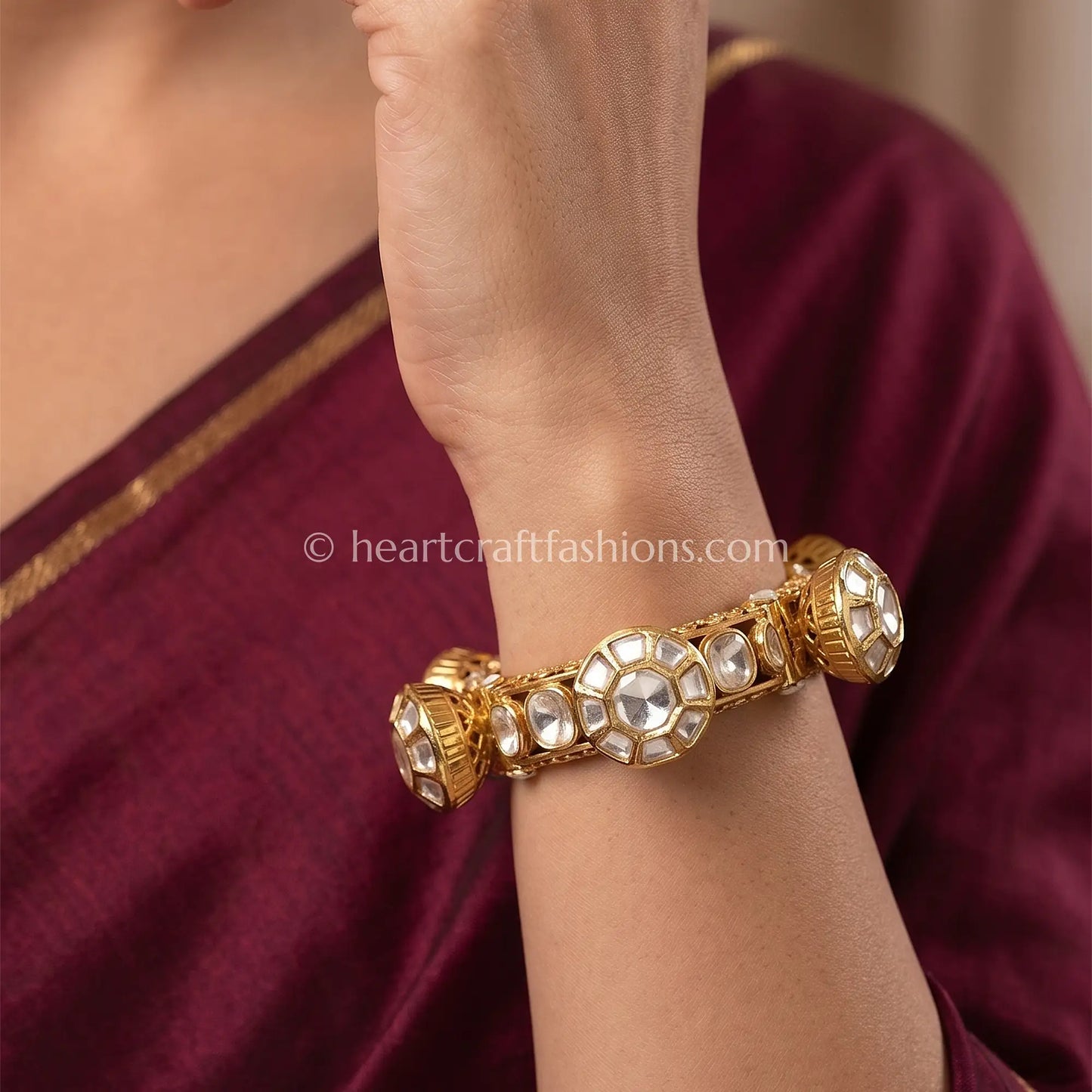 Moissanite Polki Pacheli Kada Set
