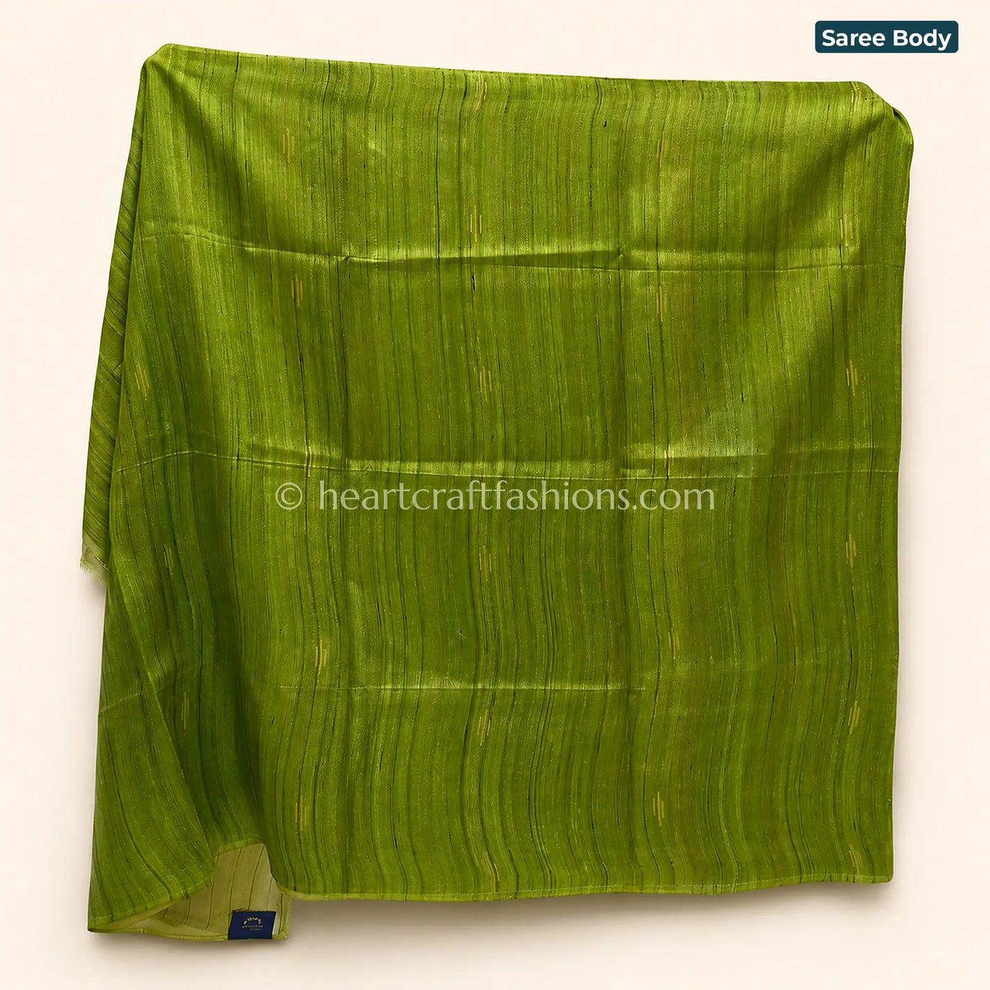 Moss Green & Olive Tone Handloom Tusser Saree