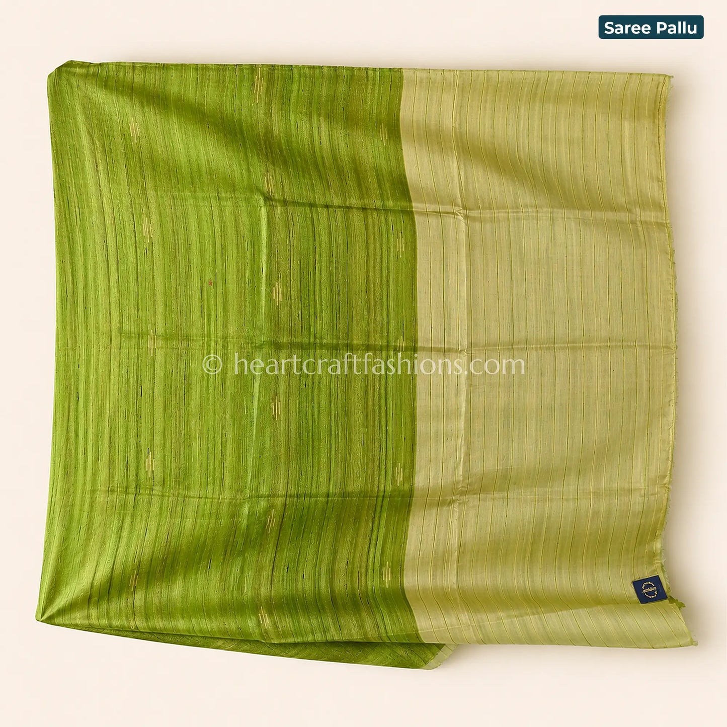 Moss Green & Olive Tone Handloom Tusser Saree