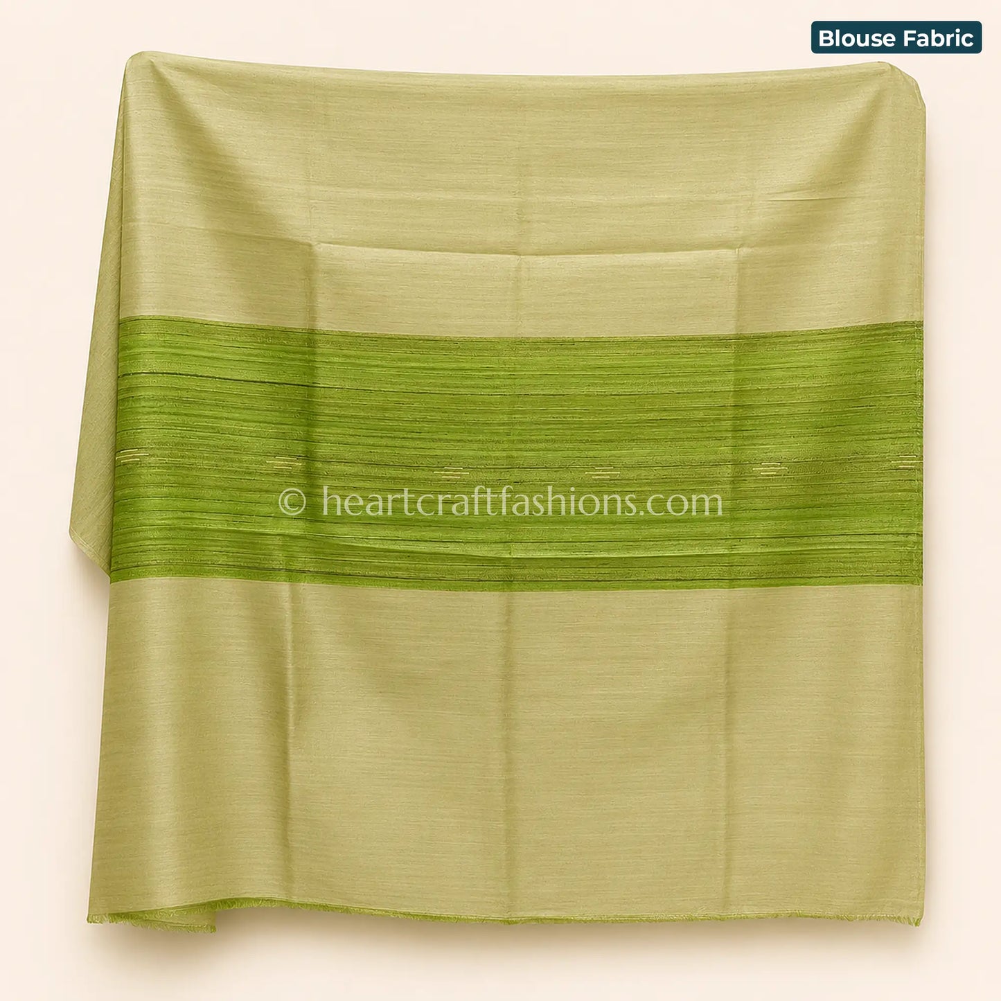 Moss Green & Olive Tone Handloom Tusser Saree