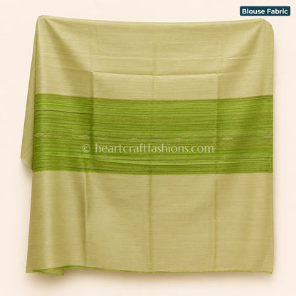 Moss Green & Olive Tone Handloom Tusser Saree